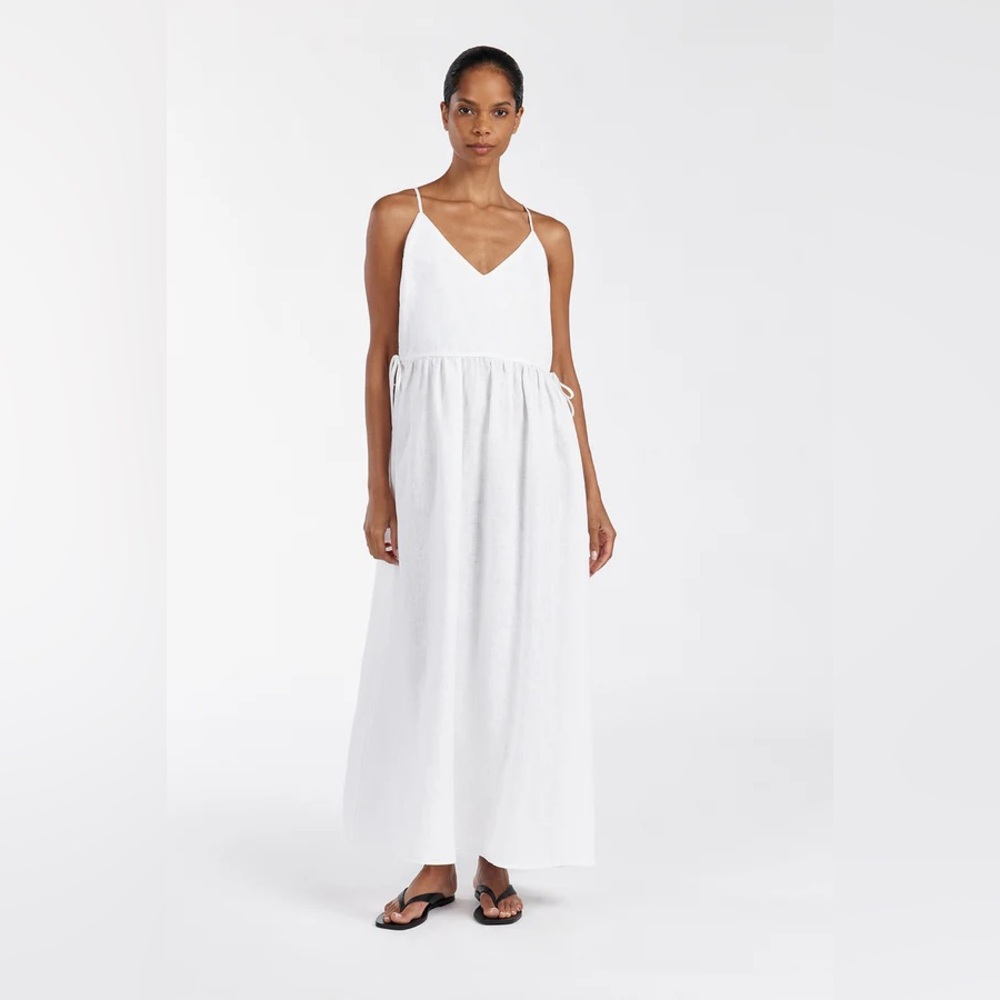 DISSH Maura White Linen Midi Dress